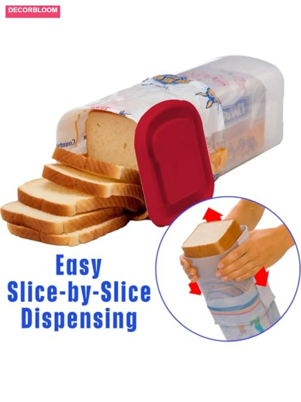 Bread Box Dispenser Keeps Bread Fresh BPA-Free Plastic Food Storage